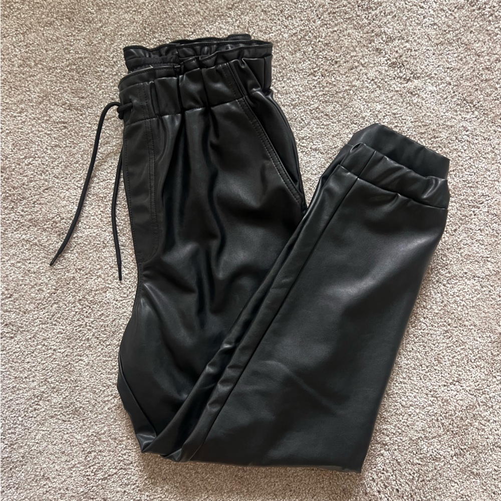 Abercrombie & Fitch Black Faux Leather Joggers